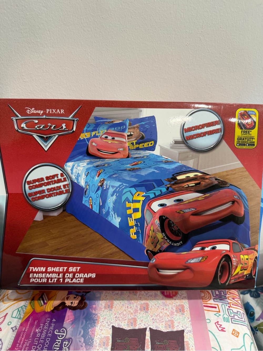 Disney Pixar Cars Blue Lightning McQueen Twin Sheet Set